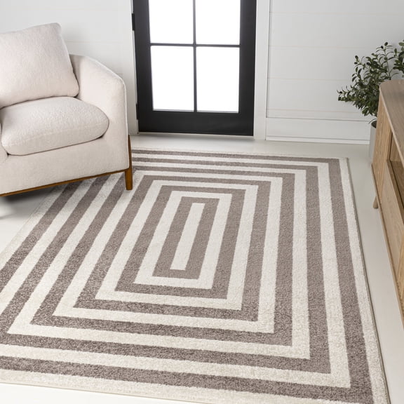 JONATHAN Y MOROCCAN HYPE 5 x 8 Area Rug, Bandol Mitre Stripe - Brown/Ivory, MOH211A-5
