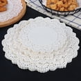 thumbnail image 2 of Nvzi 150 hojas de papel absorbente de aceite para frituras, desechables, de 8,46 pulgadas, con encaje blanco, para hornear bocadillos, pizzas y postres (blanco), 2 of 5