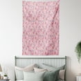 thumbnail image 4 of Love Tapestry, Romantic Cute Doodle Style Pattern Winged Striped Hearts Arrows Abstract, Wall Hanging for Bedroom Living Room Dorm Decor, 60W X 80L Inches, Coral Pink Pale Yellow, by Ambesonne, 4 of 5