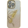 thumbnail image 7 of Chrome Case for Women/Girls, Gradient Glitter Butterfly Quicksand Plating Clear Phone Cases for iPhone Compatible with iPhone 12, Bule, 7 of 7