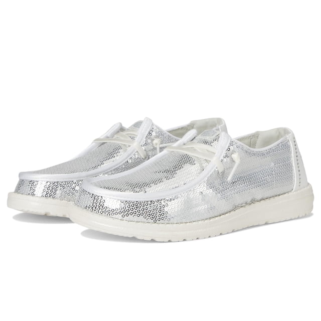 Zapatos HEYDUDE Wendy Disco Lentejuelas Plata Blanco Talla 7 M