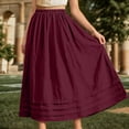 thumbnail image 4 of 2026 Women's Linen Blend Skirts, High Waist A Line Skirt, Flowy Summer Long Skirt with Pockets Red L, 4 of 5