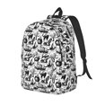 thumbnail image 1 of Vsdgher Black White Halloween Print Canvas Backpack Travel Rucksack Unisex Knapsack 15.7/17.7Inch Laptop Backpack for Work,College-Small, 1 of 5