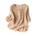 thumbnail image 2 of Women's Summer Crewneck Lace Crochet Short Sleeve Chiffon Blouse, 2 of 6
