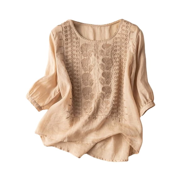 Women's T-shirts Women's Fashionable Casual Solid Color Pleated Cotton And Linen Tops Shirts And T Shirts T-shirts