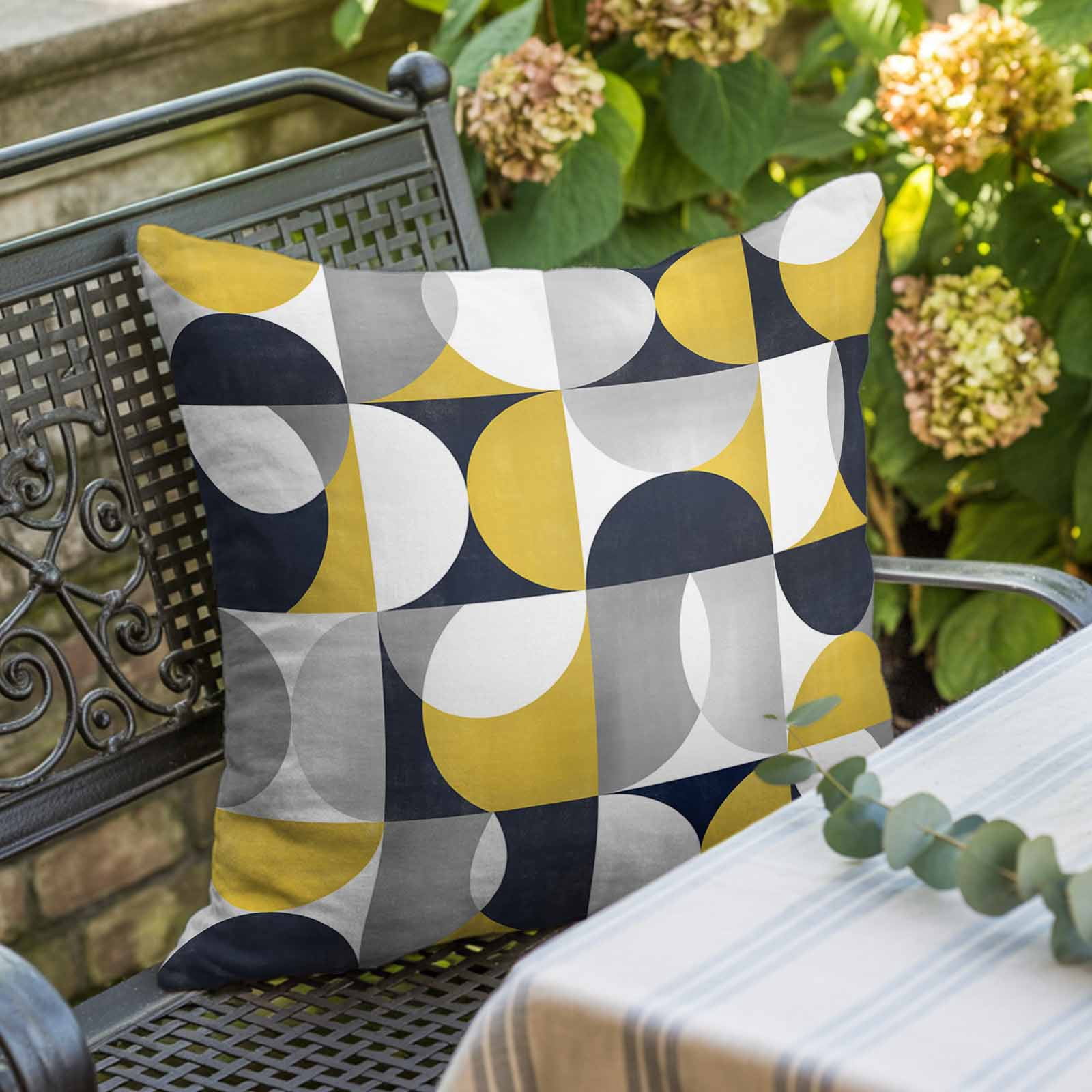 Pillow Covers 26x26 Inch, Modern Yellow, Linen Pillowcase with Invisible Zipper, Vintage European Geometric Grey Decorative Throw Pillow Covers Cushion Case for Couch Sofa Bed Living Room