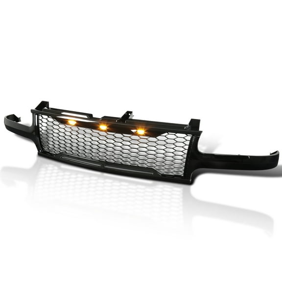 Spec-D Tuning Glossy Black Mesh Grille w/ LED Lamps Compatible with 1999-2002 Chevy Silverado 1500