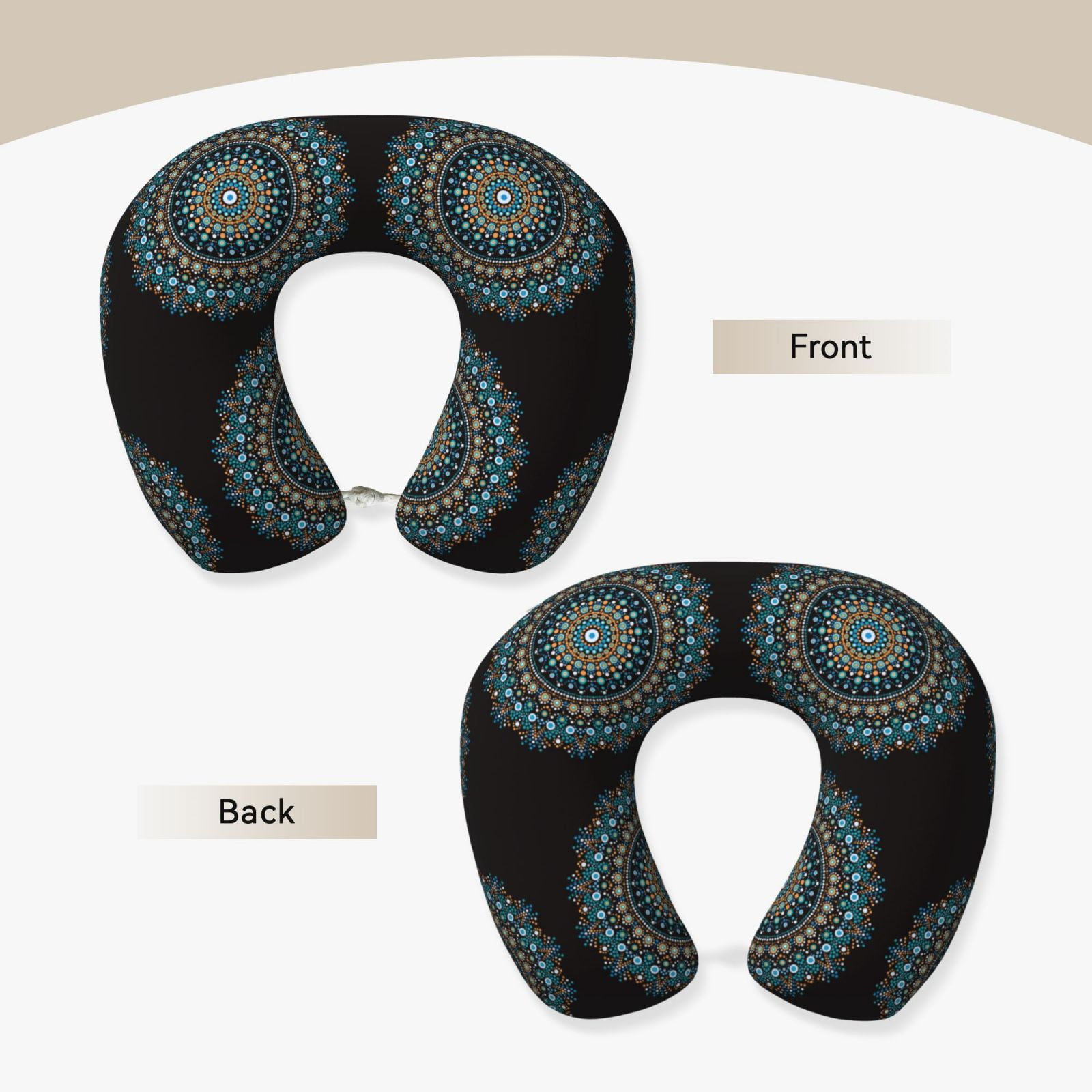 Xecao Mandala Print Memory Foam Cervical Neck Pillow Versatile U-Shaped Pillows for Home,Office,Camping,Travelling,Soft Washable Cover