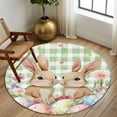 thumbnail image 2 of Round Rug 7Ft Washable Non-Slip, Easter Circle Area Rugs for Living Room Bedroom, Spring Rabbit Eggs Flower Butterfly Green Plaid Indoor Floor Mats Carpet Runner for Home Decor Aesthetic, 2 of 8