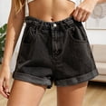thumbnail image 2 of Shorts for Women High Waist Denim Shorts Loose Relaxed Fit Wide Leg A Shaped Hot Pants, 2 of 6
