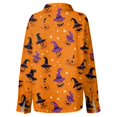 thumbnail image 6 of Delconic Womens Halloween Print Button Down Shirt Long Sleeve Casual Regular Fit Collared Blouse Pumpkin Pattern Top Saffron M, 6 of 7