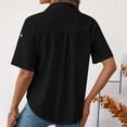 thumbnail image 4 of Fewfanhot Womens Casual Tops Short Sleeve Shirts V Neck Collared Button Down Shirt Tops with Pockets, 4 of 6