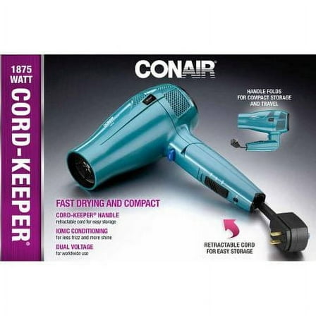 Conair 1875 Watt Cord-Keeper Folding Dryer 1 ea