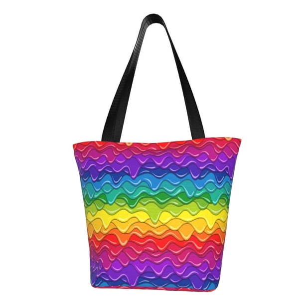 Easygdp Bright Rainbow Bolso de Hombro para Mujer, Bolso Bandolera y Cartera de Mano Elegante para Uso Diario