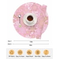 thumbnail image 6 of 13 Inch Round Placemats Set of 6, Christmas Pink Non Slip Heat Insulation PP Table Mats, Xmas Winter Snowflakes New Year Holiday Washable Place Mats for Kitchen Dining Party Table Decor, 6 of 7