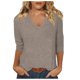 thumbnail image 1 of Top de manga tres cuartos con cuello en V para mujer, estilo casual y moderno, para el verano - Material de poliéster, ligero y transpirable - Para el día a día, actividades al aire libre y fiestas, 1 of 3
