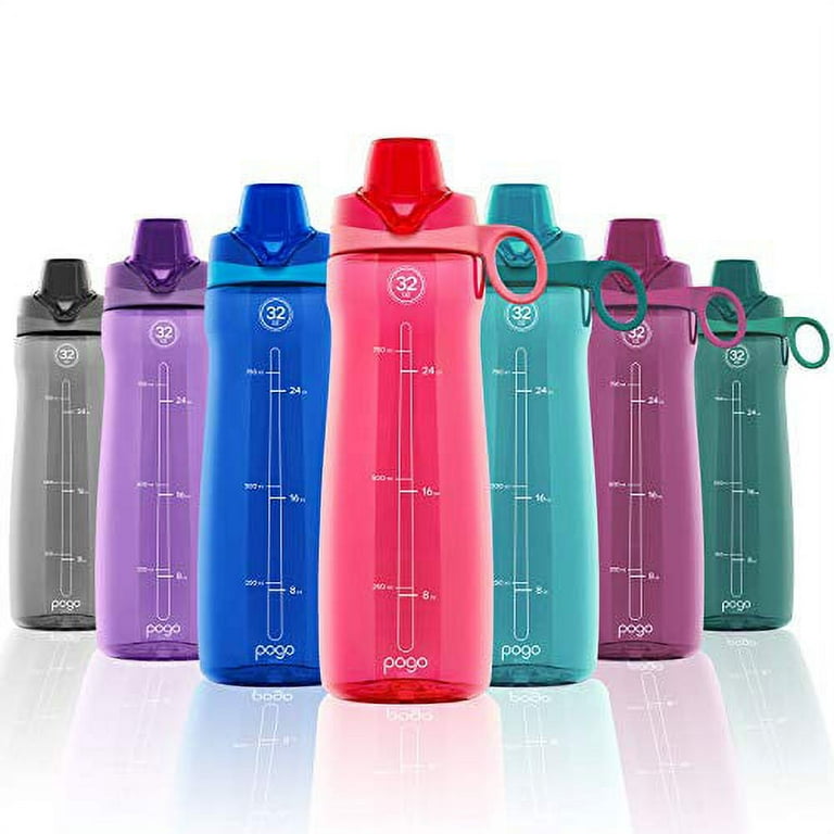  Pogo BPA-Free Tritan Plastic Water Bottle with Chug Lid, 32 Oz,  Blue & BPA-Free Tritan Plastic Water Bottle with Soft Straw Lid, 18 Oz,  Fuchsia : Baby