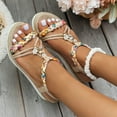 thumbnail image 3 of Women's Boho Platform Dress Sandals Beach Casual Linen Espadrilles Chunky Wedge Slingback Sandals Summer, 3 of 7