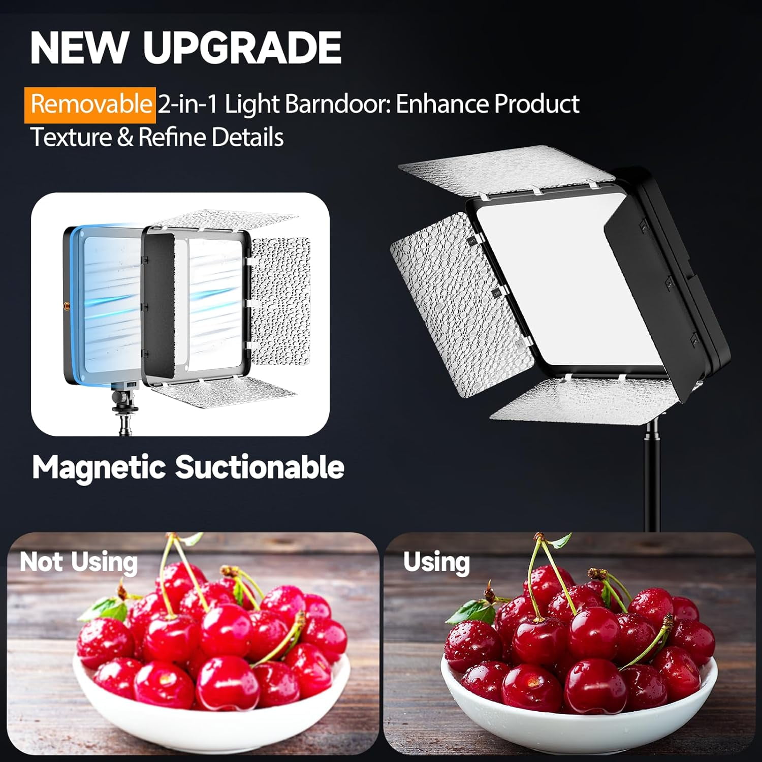 EMART LED Photo Light Kit 2 Pack, Studio Light with 60'' Tripod & Phone Holde, Upgrade 2800-7000K Dimmable for Video Recording