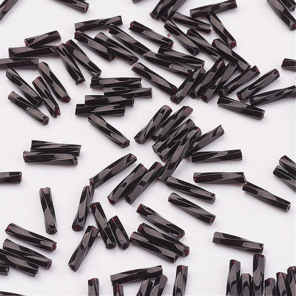 Glass Twisted Bugle Beads Opaque Colours Black 12x2mm Hole: 0.5mm about 5000pcs/bag