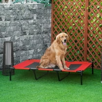 Pawhut 48" x 36" Elevated Folding Dog Cot Cooling Summer Pet Bed, Red
