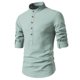 thumbnail image 1 of Blusa y camisa de manga larga con cuello alto para hombre, informal, con botones y rayas, blusa de manga larga con cuello alto, blusa para hombre, 1 of 9