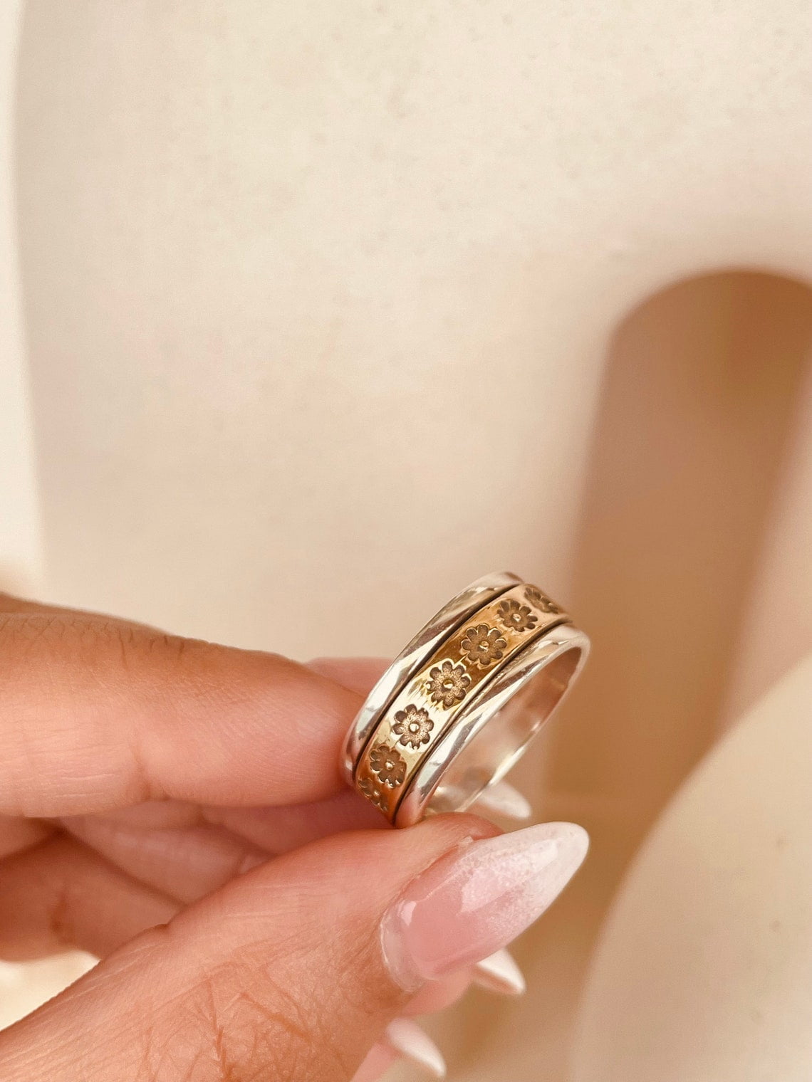 SS DESIGNS Thumb Spinner Ring 925 Sterling Silver Fidget Spinner Ring for Anxiety Relief, Handmade Silver Band with Comfort Fit and Stylish Meditation Jewelry