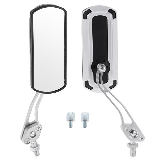 Espejos retrovisores de motocicleta Unique Bargains, espejos laterales de extremo de barra, montaje de aleación de aluminio, plástico, tono blanco plateado, ajustable M8/M10, forma cuadrada