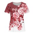 thumbnail image 4 of HAPIMO Women's V Neck Button Blouses Loose Tops Dressy Tunic Floral Graphic Pullovers Summer Trendy Casual Workout Pleated Shirts Relaxed Short Sleeve Tees Clearance Red XXXL, 4 of 4