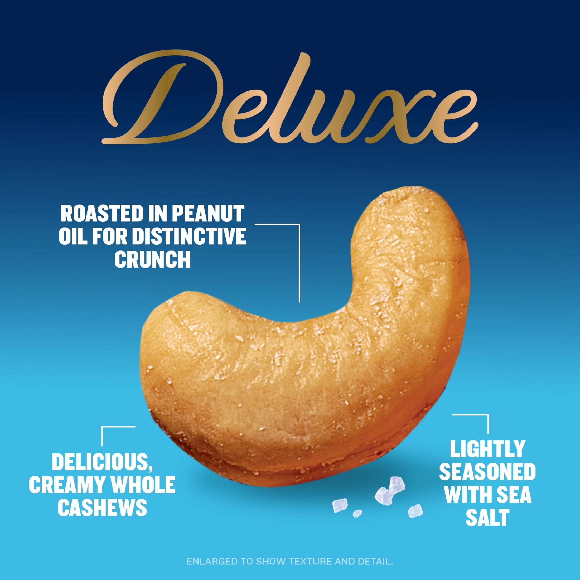Planters Deluxe Lightly Salted Whole Cashews, 5g Protein (9% DV) per serving, Gluten Free Snacks for Adults, 18.25 oz Resealable Canister