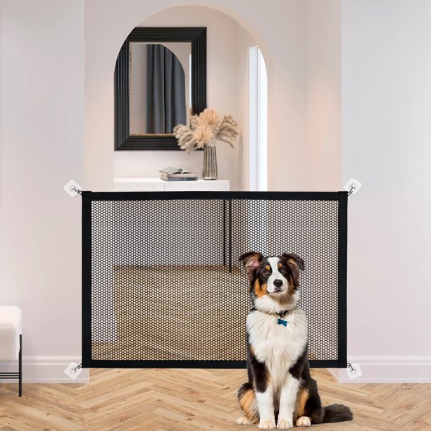 Puertas para perros para la casa, puertas para perros para puertas con valla de seguridad portátil, se instalan fácilmente en cualquier lugar, puertas para perros en interiores con, 71'' X 2