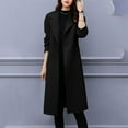 thumbnail image 4 of Ruimatai Women's Wool Pea Coat Long Thick Warm Trench Jacket with Inner Lining Pockets, Casual Loose Fit Stand Collar Outerwear for Fall Winter, 4 of 5