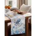 thumbnail image 4 of Marine Life Table Runner, Ocean Octopus Coral Sea Star Seashell Coastal Cotton Linen Kitchen Table Decoration Washable Dining Tabletop Runners for Home Party Decor 13x36 Inches, 4 of 9