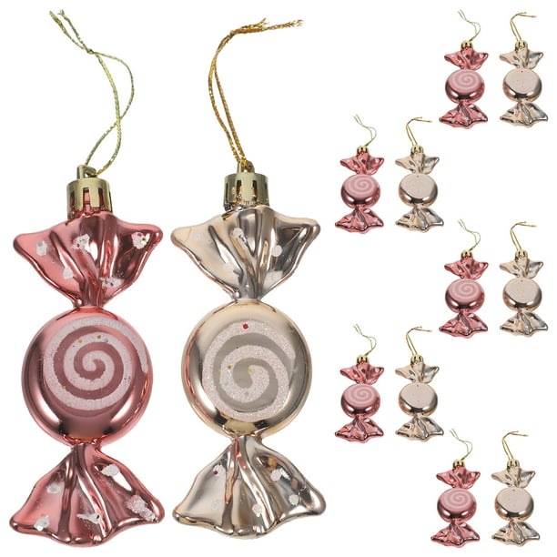 BRIGHTFUFU 12 adornos colgantes para árbol de Navidad, dulces navideños, decoraciones para árbol de Navidad