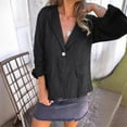 thumbnail image 4 of MIASHUI Loose Fit Solid Color Button-Up Notched Collar Linen Blend Blazer Cardigan for Women Bohemian Style Lightweight Jacket Black,S, 4 of 7