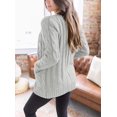 thumbnail image 4 of Women's Open Front Cardigan Sweater Casual Button Down Cable Knit Sweater Coat, 4 of 4