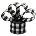 thumbnail image 1 of Linyer Christmas Linen Wired Ribbon Accessory Plaid Burlap Fabric Xmas Checkered Decoration Holiday Crafts Wrapping Black White 15m, 1 of 8
