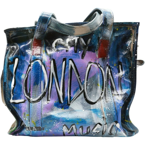 Almala Women's Graffiti Cube Bag Leather Top-Handle Tote - Multicolored