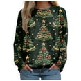 thumbnail image 3 of larppty 2025 Womens Ugly Christmas Sweaters Funny Cute Xmas Tree Tops Long Sleeve Crewneck Sweatshirts (Khaki, L), 3 of 7