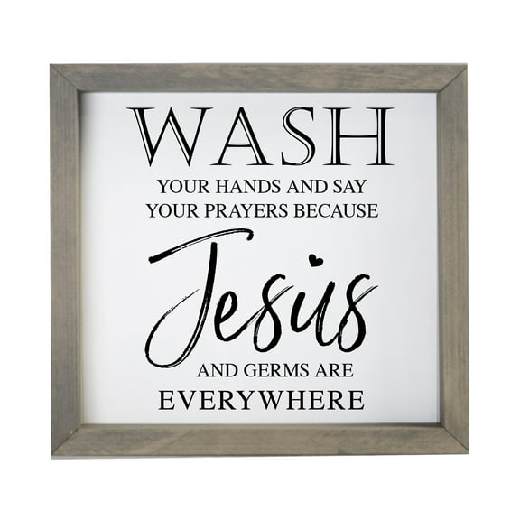 LifeSong Milestones Funny Bathroom Framed Shadow Box Decor (Wash Your Hands Jesus)