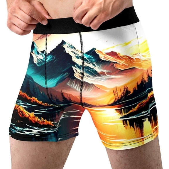 Nature Underwear Adult Mountains Hiking Painting Style Boxer Briefs For Men