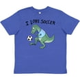 thumbnail image 3 of Inktastic I Love Soccer-dinosaur in Blue Youth T-Shirt, 3 of 5
