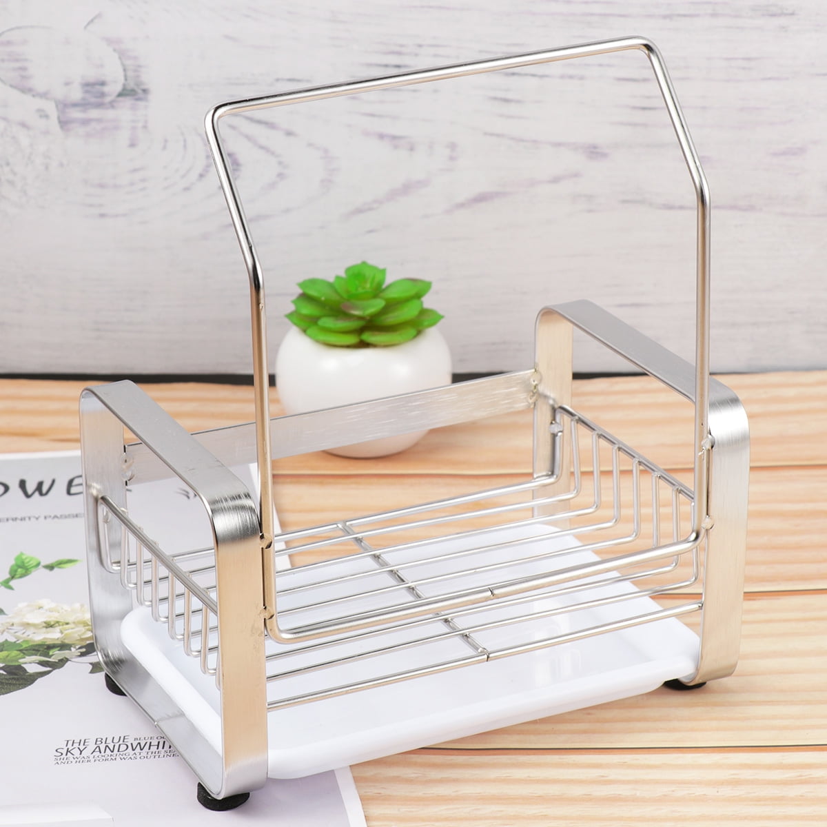SKISUNO Kitchen Organizer Drain Rack Stainless Steel Storage for Dishcloth Rack 1Set