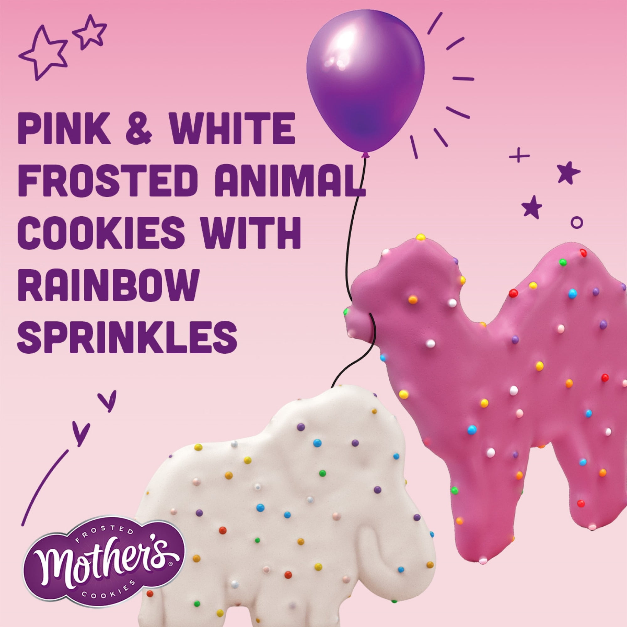 (3 pack) Mother's Original Circus Animal , Frosted Animal Cookies with Rainbow Sprinkles, Resealable Bag, 9 oz