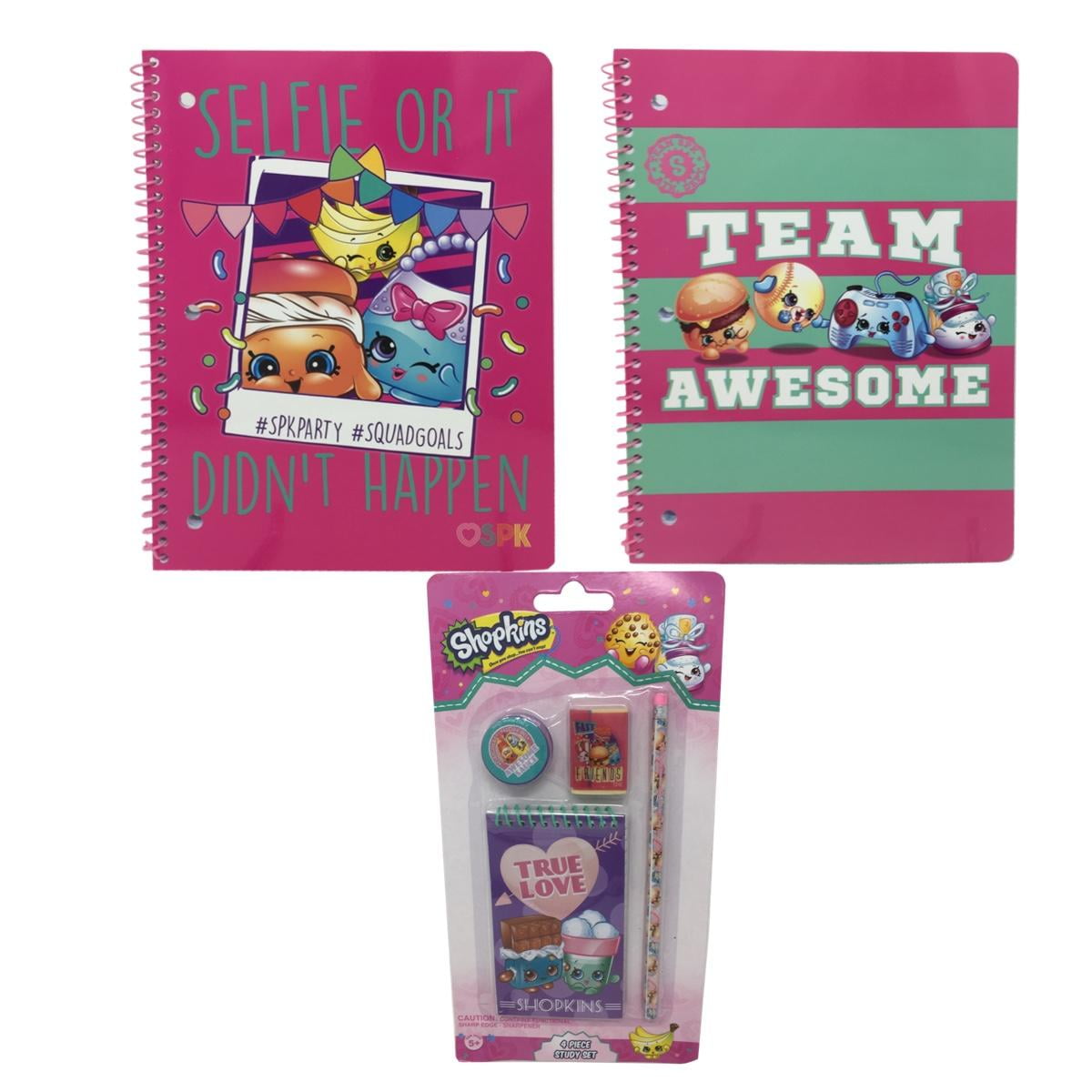 Shopkins 2 Pack Single Subject Notebook and 4 Piece Stationery Set
