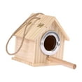 thumbnail image 3 of Casa de pájaros de madera estilo cabaña colgante estilo campestre con soporte para percha, caja nido para anidar 167 cm x 13 cm x 15 cm, 3 of 9