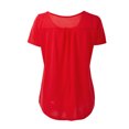 thumbnail image 3 of Botones de camiseta de talla grande para mujer Blusa suelta plisada sólida Túnicas Tops casuale MABOTO Blusa de manga corta, 3 of 7