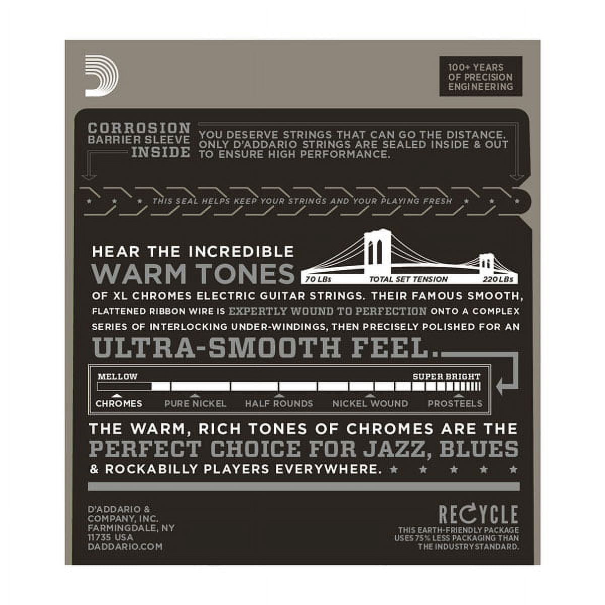 D'Addario ECG23 Chromes Flat Wound Electric Guitar Strings, Extra Light, 10-48