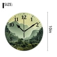 thumbnail image 2 of 10 Inch Wall Clock Battery Operated Silent Clock Decorative for Office, Kitchen, Outdoor, Living Room，Landscape Nature Scene in Green Tones with Mountains and Trees Painting, 2 of 4