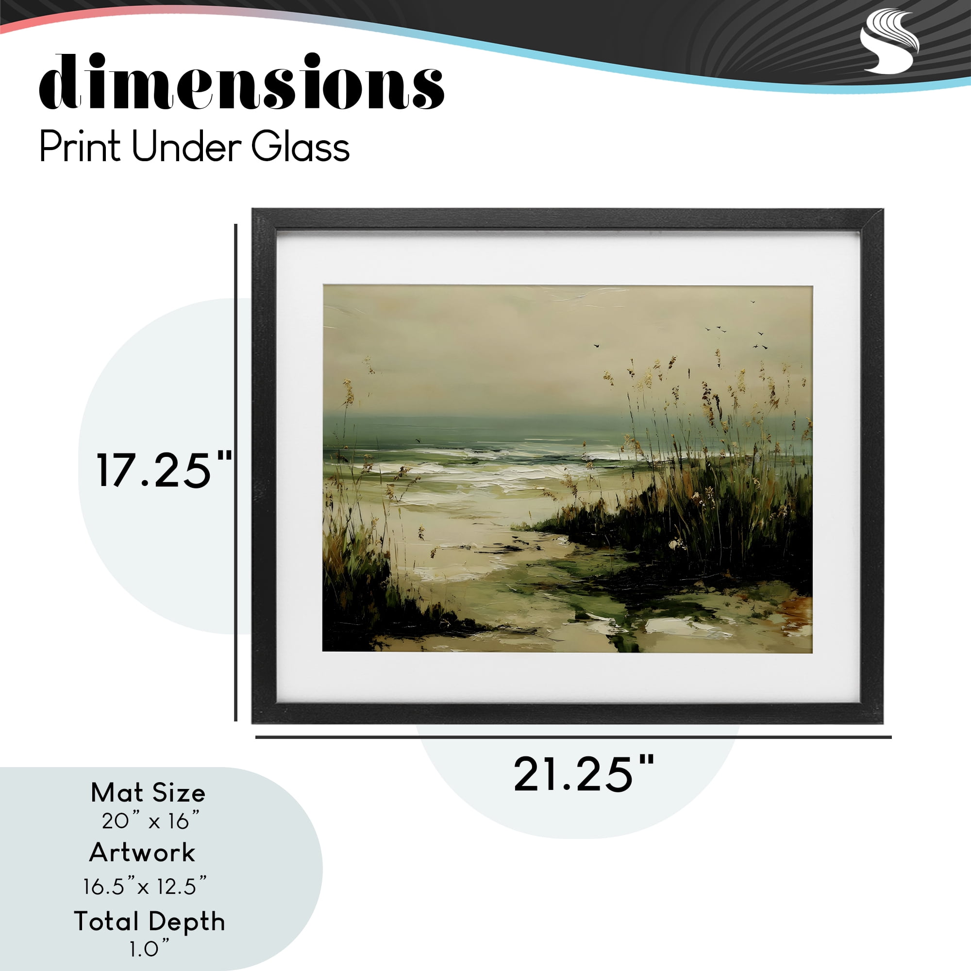 Stupell Industries Sea Oats on the Beach Black Framed Print Under Glass, design by Franklyn Gregory